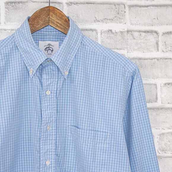Brooks Brothers Black Fleece by Thom Browne Button Down Shirt Blue check fits M - Picture 1 of 6
